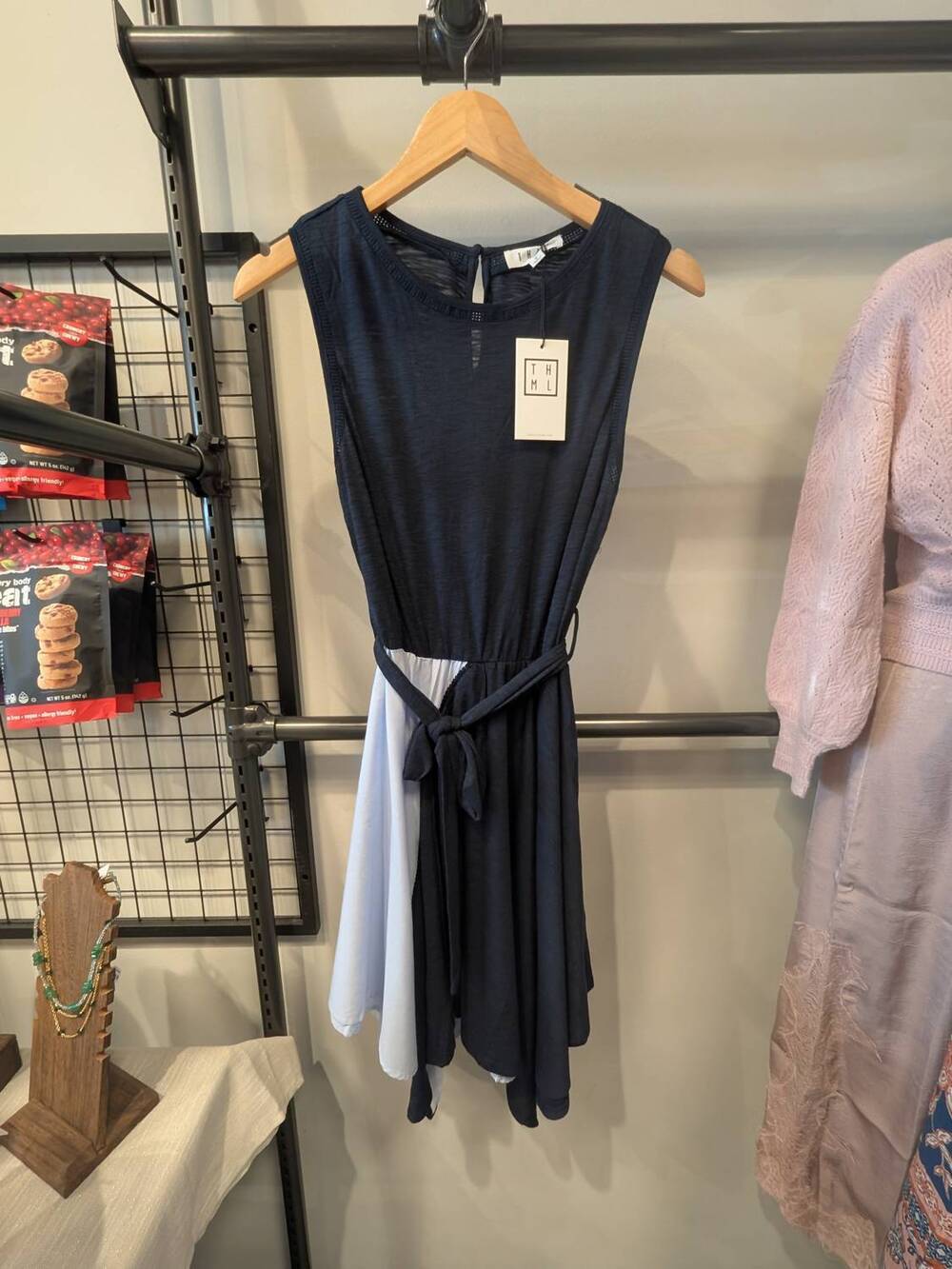 NEW THML women's colorblock dress in navy